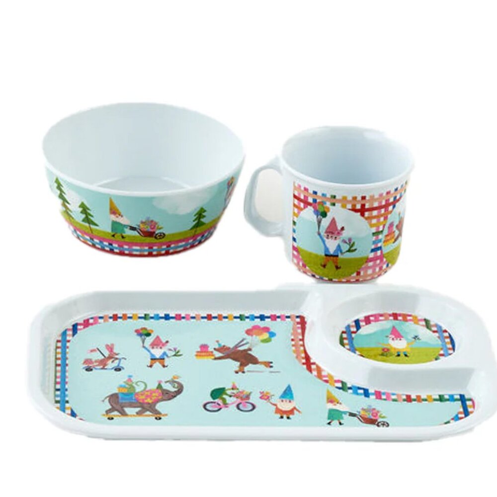Circus and Gnome Theme Child's Feeding Set